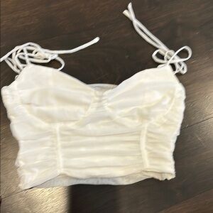 White Ruched Crop Top